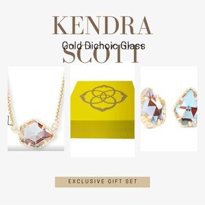 Kendra Scott Gold Dichroic Glass Iridescent Necklace and Earrings Gift Ready Set